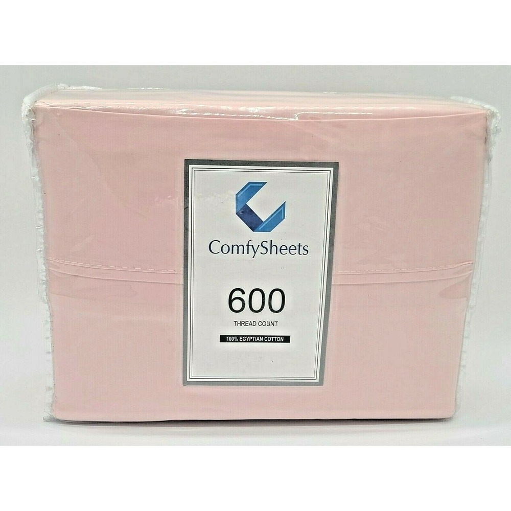 COMFY SHEETS 100% Egyptian Cotton 4-Piece Sheet Set‎ 600TC (Pink, Cali King)